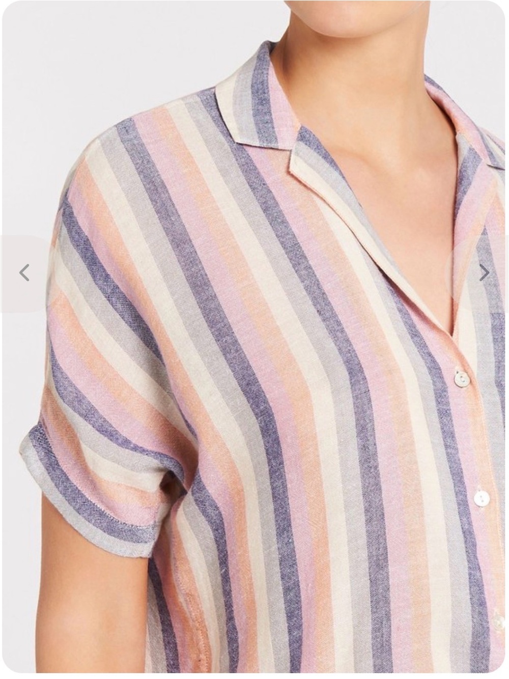 Rails Marley Top Mandalay Stripe Women Size S Button Down Tie Front Linen Rayon - Picture 2 of 11
